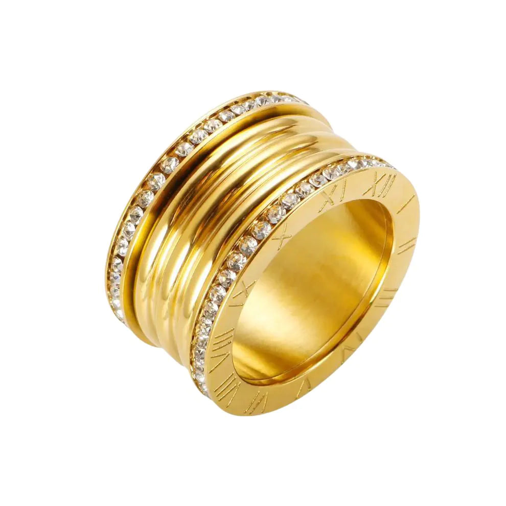 Anel Luxo Romano com Zircônia Velavue
