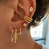 Conjunto Brincos Dourados com Cristais de Zircônia 6pçs Velavue