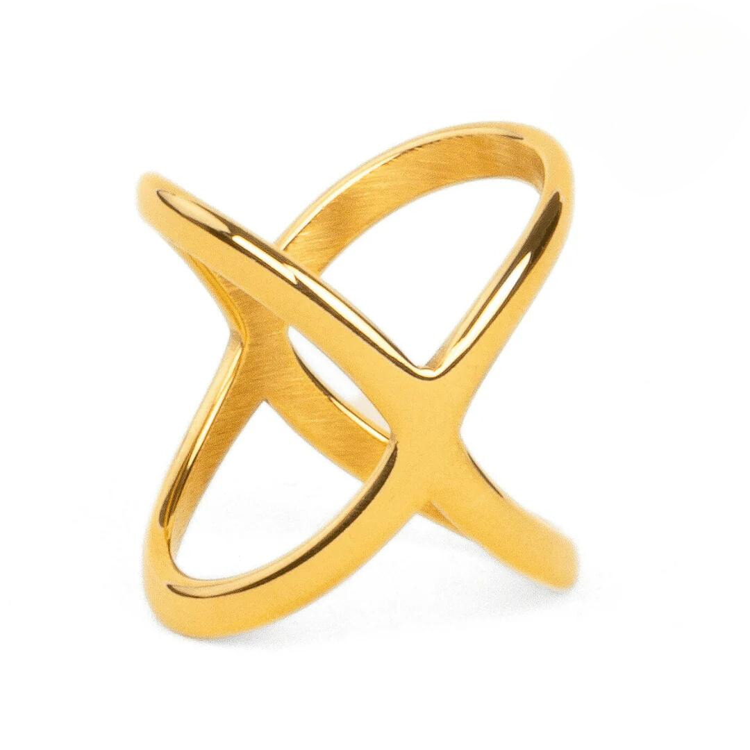 Anel X Banhado Ouro 18k Velavue