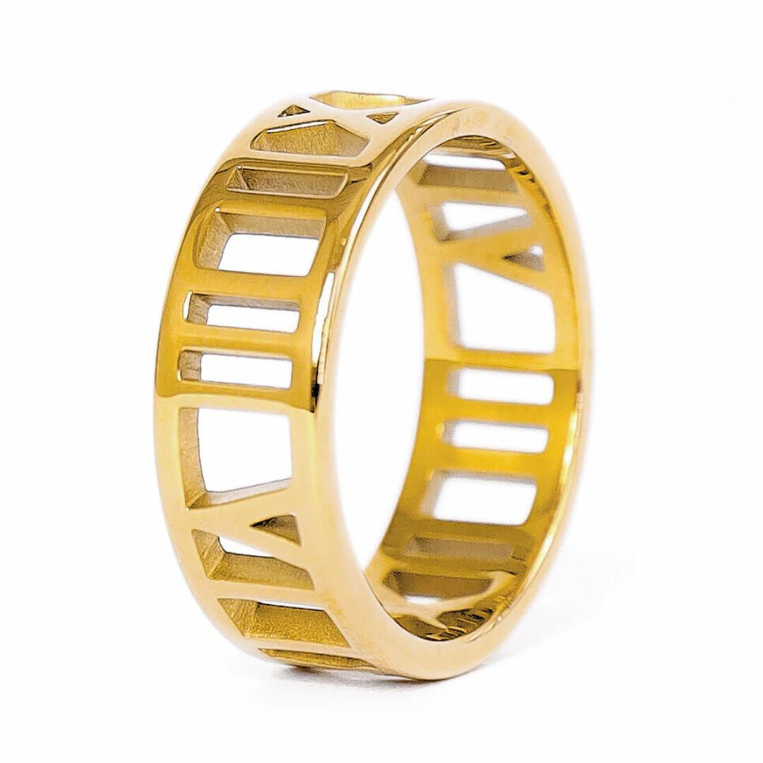 Anel Numeral Romano Banhado a Ouro 18K Velavue