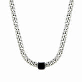Colar Grosso com Pingente Pedra de Onix Prata Velavue