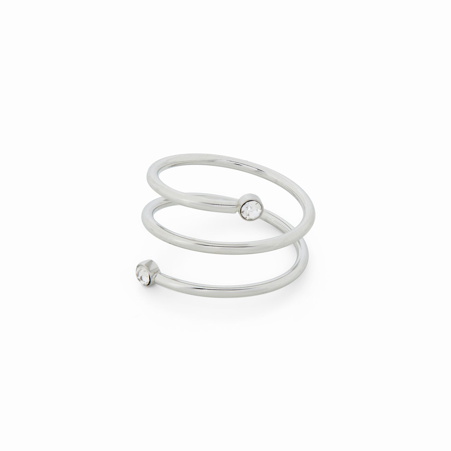 Anel Espiral com Zircônia Prata Velavue