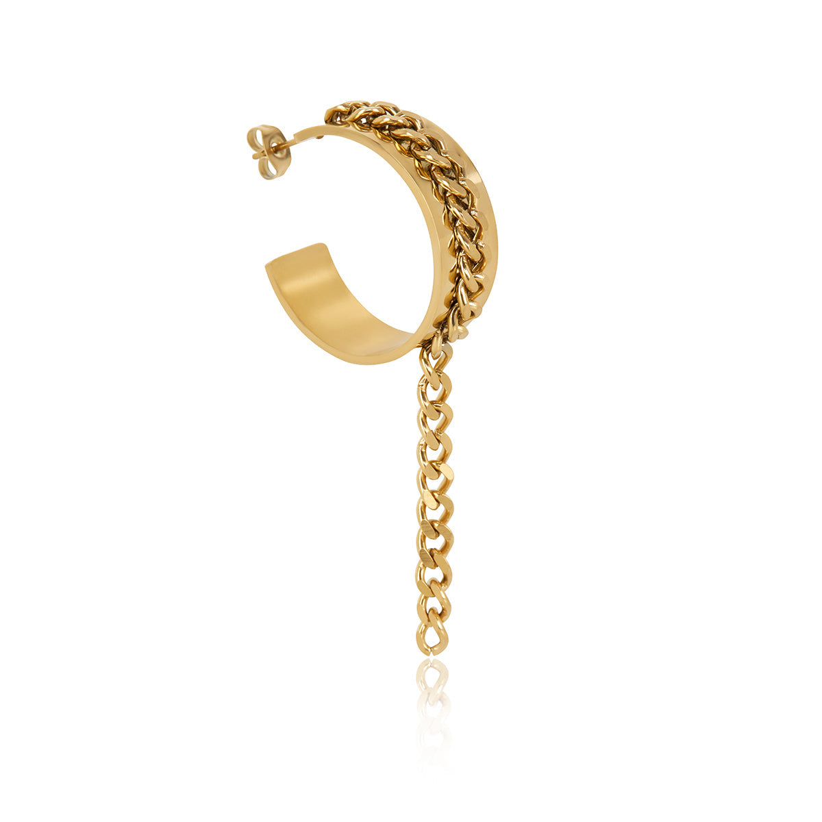 Brinco Argola em Pingente de Corrente Banhado a Ouro 18k Velavue