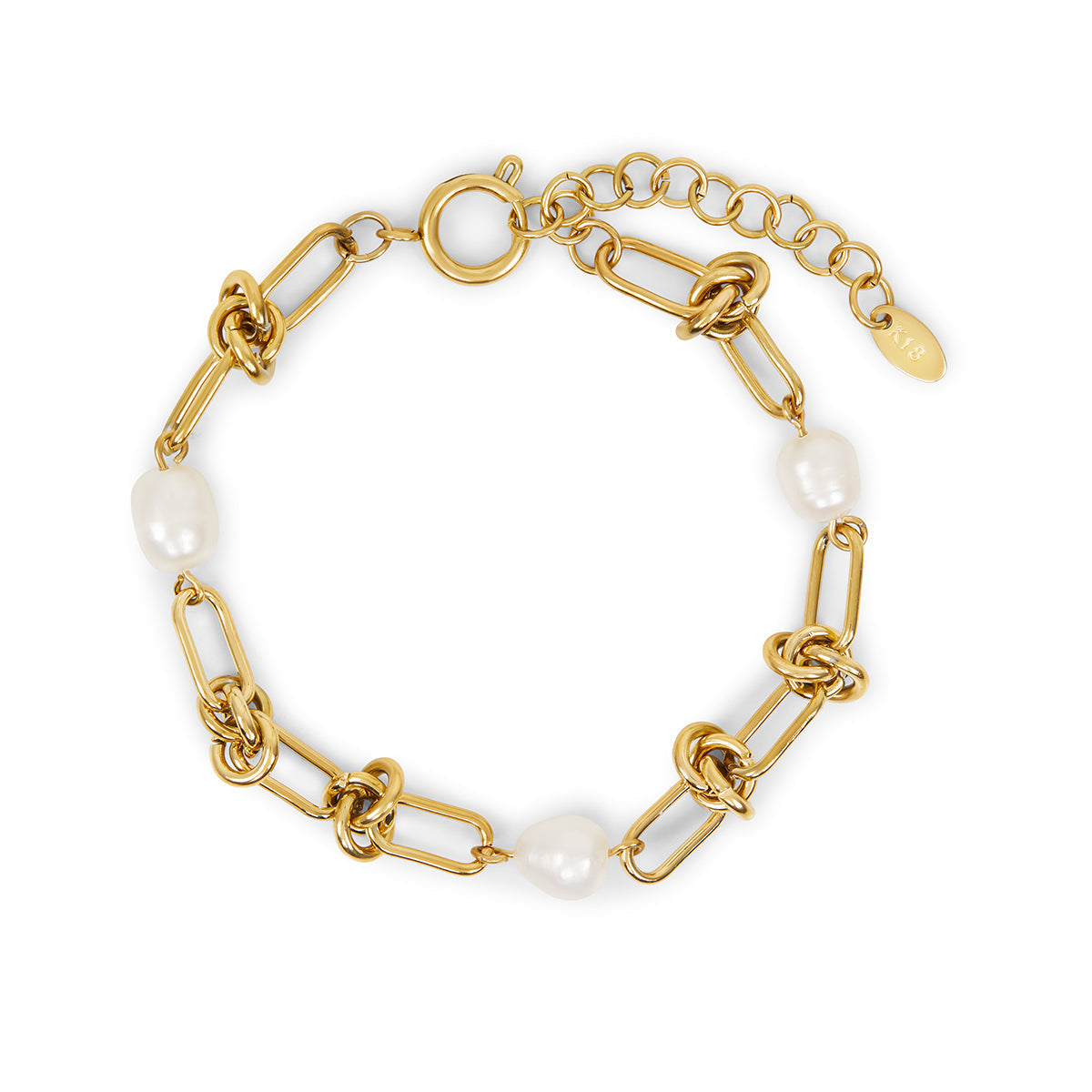 Pulseira Nó com Pérolas Banhado a Ouro 18k Velavue