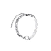 Pulseira em Elos e Pérola Prata Velavue