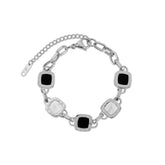 Pulseira Monocroma de Prata de Onix Prata Velavue