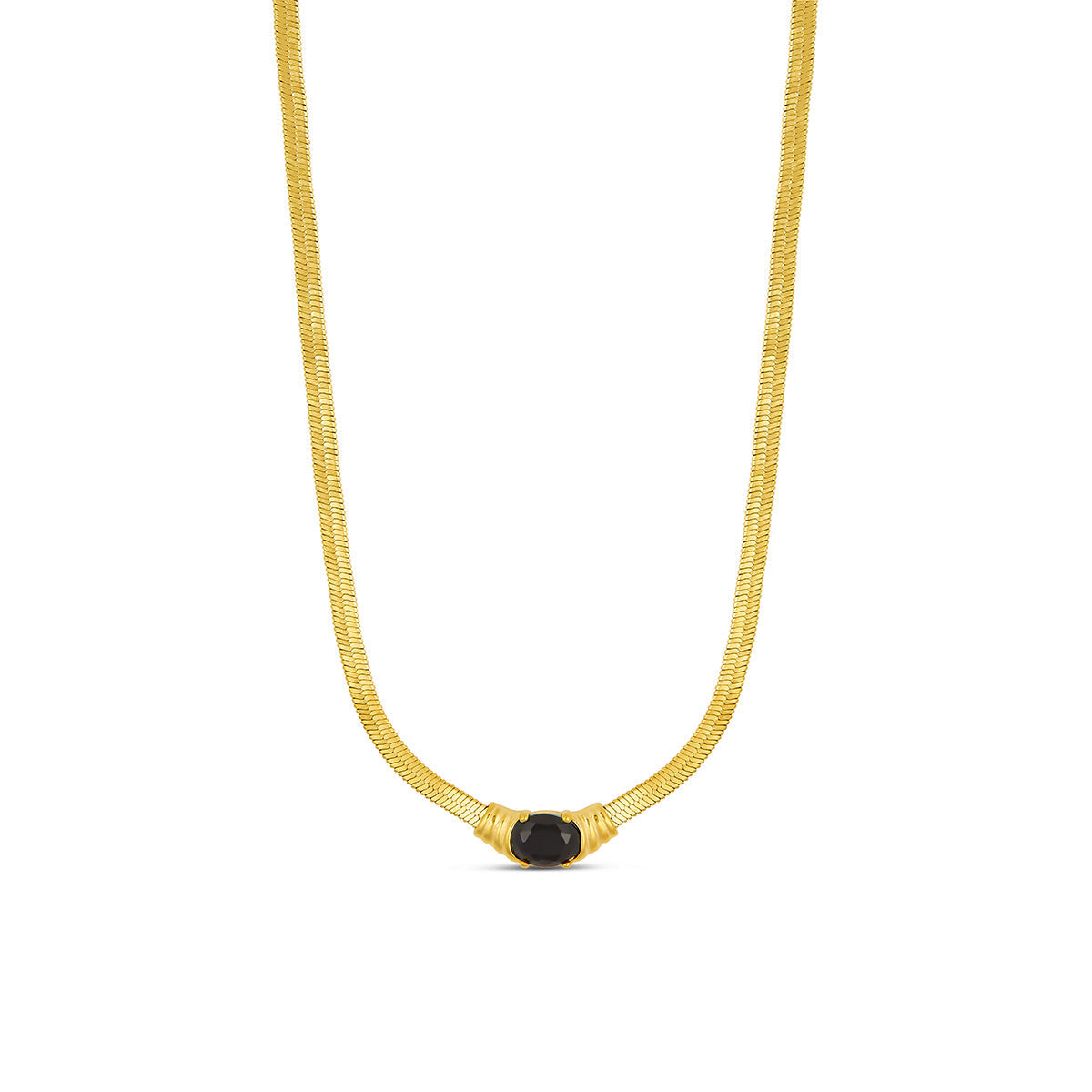 Colar com Pedra de Onix Banhado a Ouro 18K Velavue