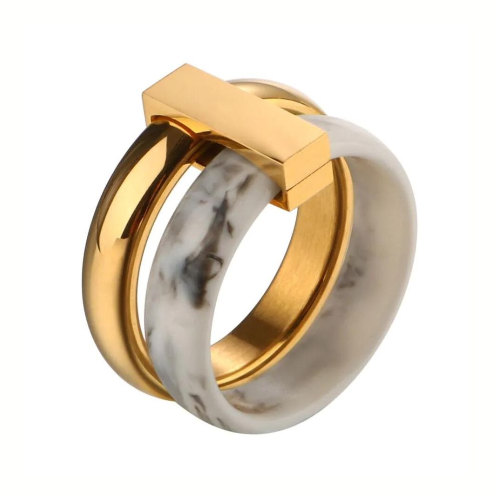 Anel Zaira Dupla Camada Banhado a Ouro 18k Velavue