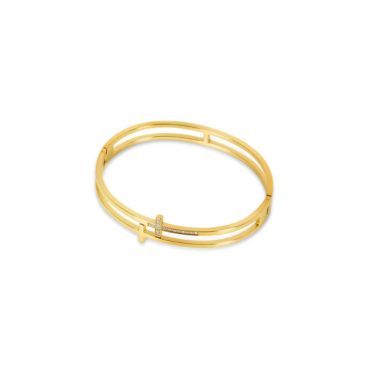 Bracelete Cruz Dupla Banhado a Ouro 18k Velavue