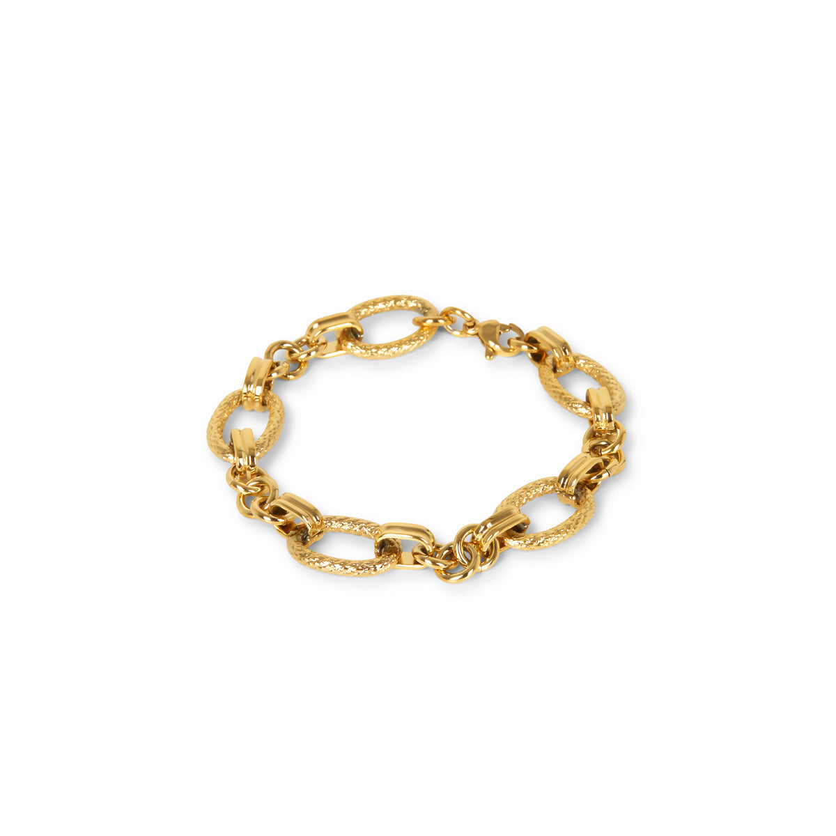 Pulseira de Corrente Texturizada Banhada a Ouro 18k Velavue