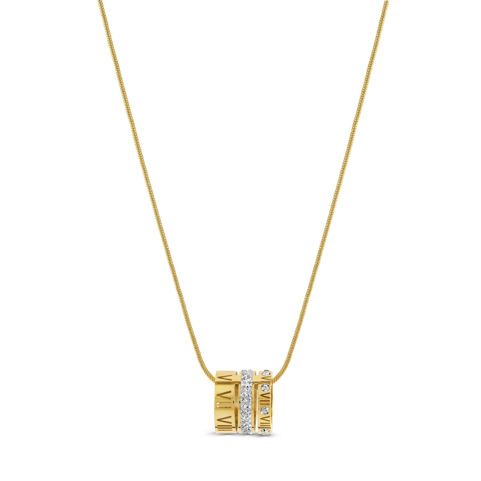 Colar de Três Anéis Empilhados Banhado a Ouro 18k Velavue