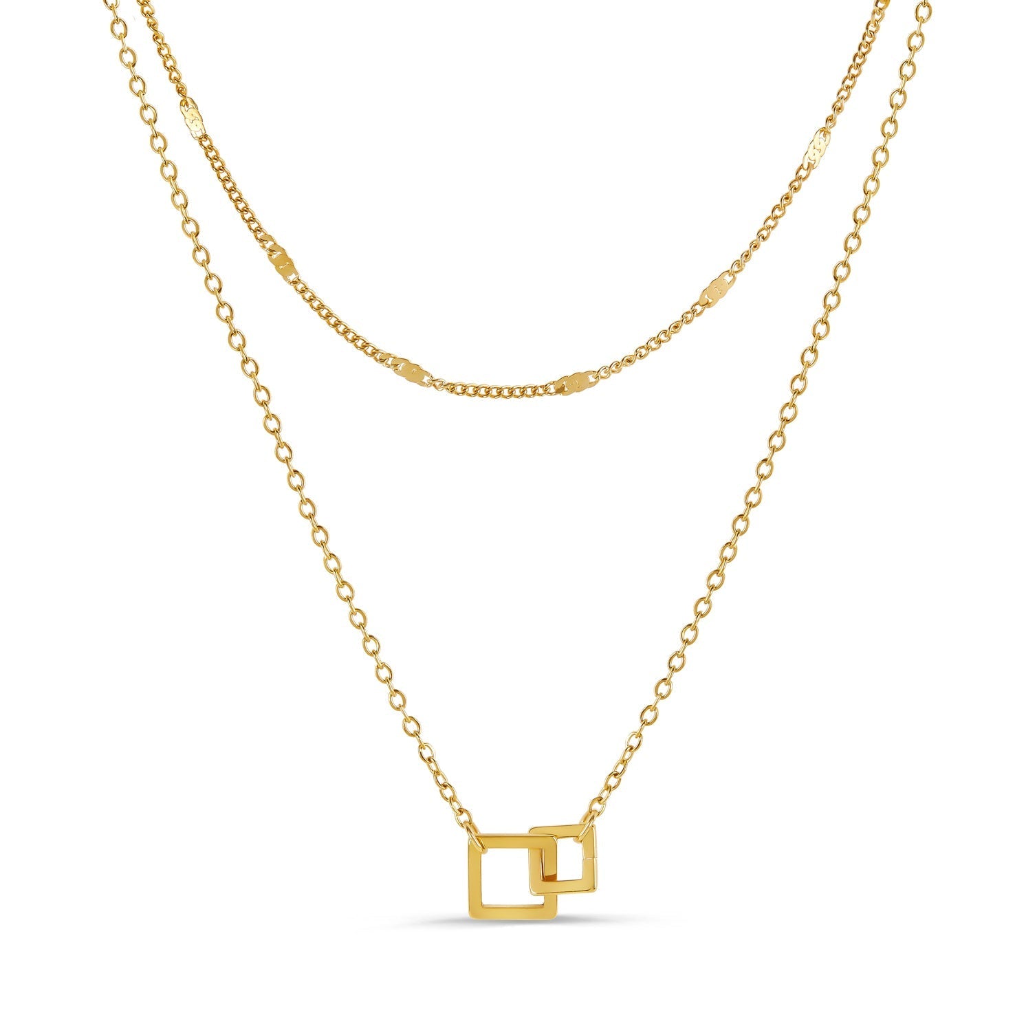 Colar com Pingente Quadrado Banhado Ouro 18K Velavue