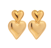 Brinco Duplo Coração Dourado Velavue