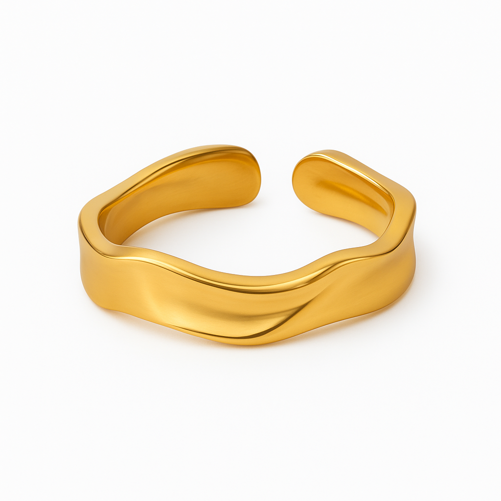 Anel Ondulado Banhado a Ouro 18K Velavue