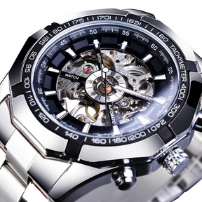 Relógio de luxo Winner Skeleton de Aço Inoxidável Velavue