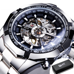Relógio de luxo Winner Skeleton de Aço Inoxidável Velavue