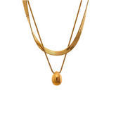 Colar Duplo Malha com Pingente Bola Banhado a Ouro 18k Velavue