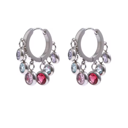 Brinco Argola Prata com Zircônia Coloridas Velavue