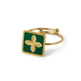 Anel Trevo Verde Banhado a Ouro 18k Velavue