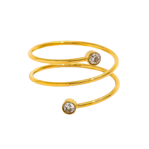 Anel Espiral com Pedras de Zircônia Velavue