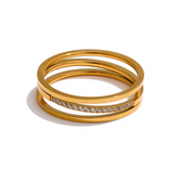 Anel 3 Camadas com Zircônia Banhado a Ouro 18k Velavue
