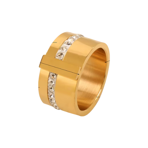 Anel Nara com Zircônia Banhado a Ouro 18K Velavue