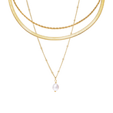 Colar Triplo Orla com Pingente de Pérolas Banhado a Ouro 18k Velavue