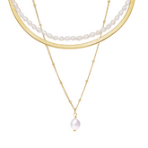 Colar Lume Triplo com Pérolas Banhado a Ouro 18k Velavue