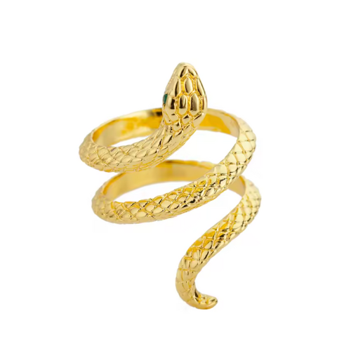 Anel Cobra Texturizada Banhado a Ouro 18k Velavue