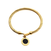 Bracelete Pingente Ônix Banhada a Ouro 18k Velavue