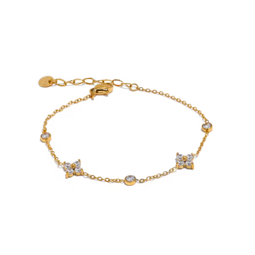 Pulseira Flor Delicada Banhada a Ouro 18k Velavue