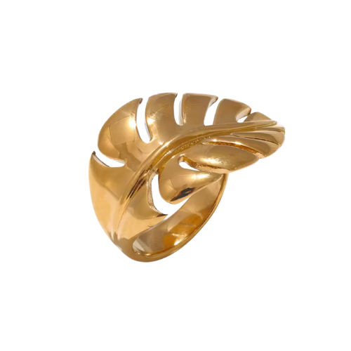 Anel Folha Ajustável Banhado a ouro 18K Velavue