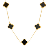 Colar Trevo Preto Banhado a Ouro 18K Velavue