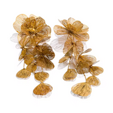 Brinco Longo Flor Banhado a Ouro 18k Velavue