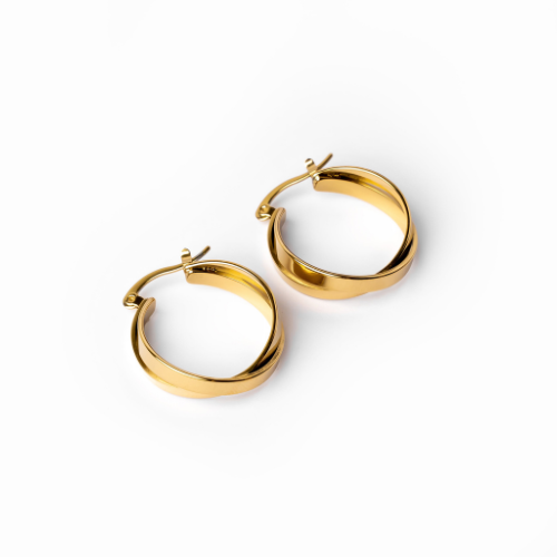 Brincos Argola Dupla Banhados a Ouro 18K Velavue