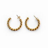 Brincos Meia Argola Torcido Banhado a Ouro 18k Velavue