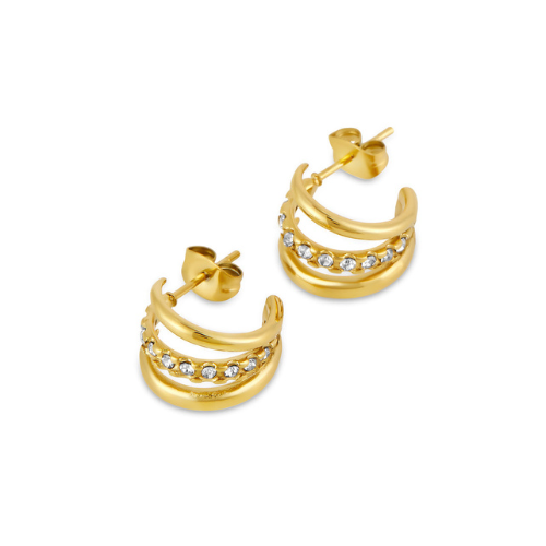 Brinco Argola Trilha com Zircônia Banhado a Ouro 18K Velavue
