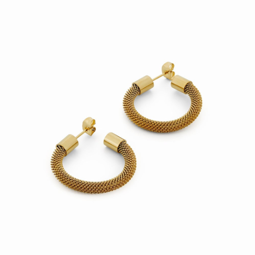 Brincos de Argola de Malha Banhado a Ouro 18k Velavue