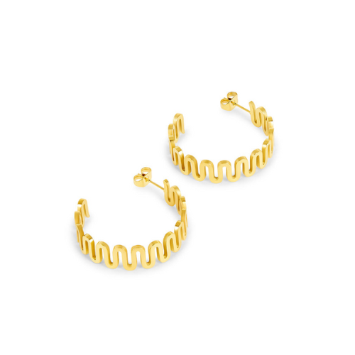 Brincos de Argola Onda Banhado a Ouro 18K Velavue
