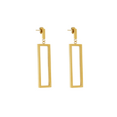 Brincos Retangulares Minimalistas Banhado a Ouro 18k Velavue