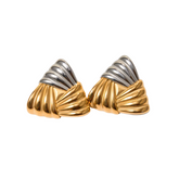 Brinco Triângulo Prata e Dourado Banhado a Ouro 18K Velavue