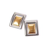 Brinco Retangulares Prata e Dourado Banhado a Ouro 18K Velavue