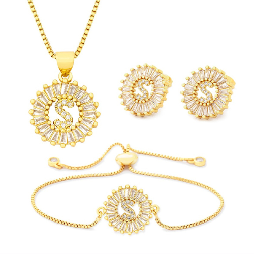 Conjunto Colar Pulseira e Brincos Inicial Velavue