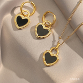 Conjunto Colar e Brincos Coração Dois Lados Velavue