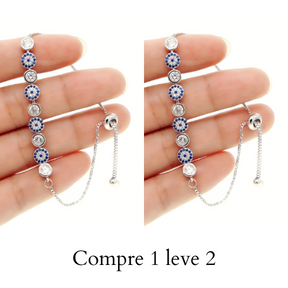 Pulseira Olho Grego com Cristais Compre 1 Leve 2 Velavue