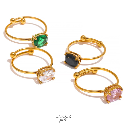 Anel Ajustável com Cristal de Zircônia Velavue