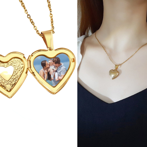 Colar com Pingente Coração com Foto Personalizada - Amor Eterno Velavue