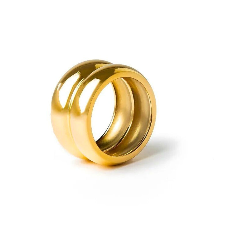 Anel Duplo Liso Banhado a Ouro 18k Velavue