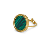 Anel de Mármore Verde Ajustável Banhado em Ouro 18k Velavue