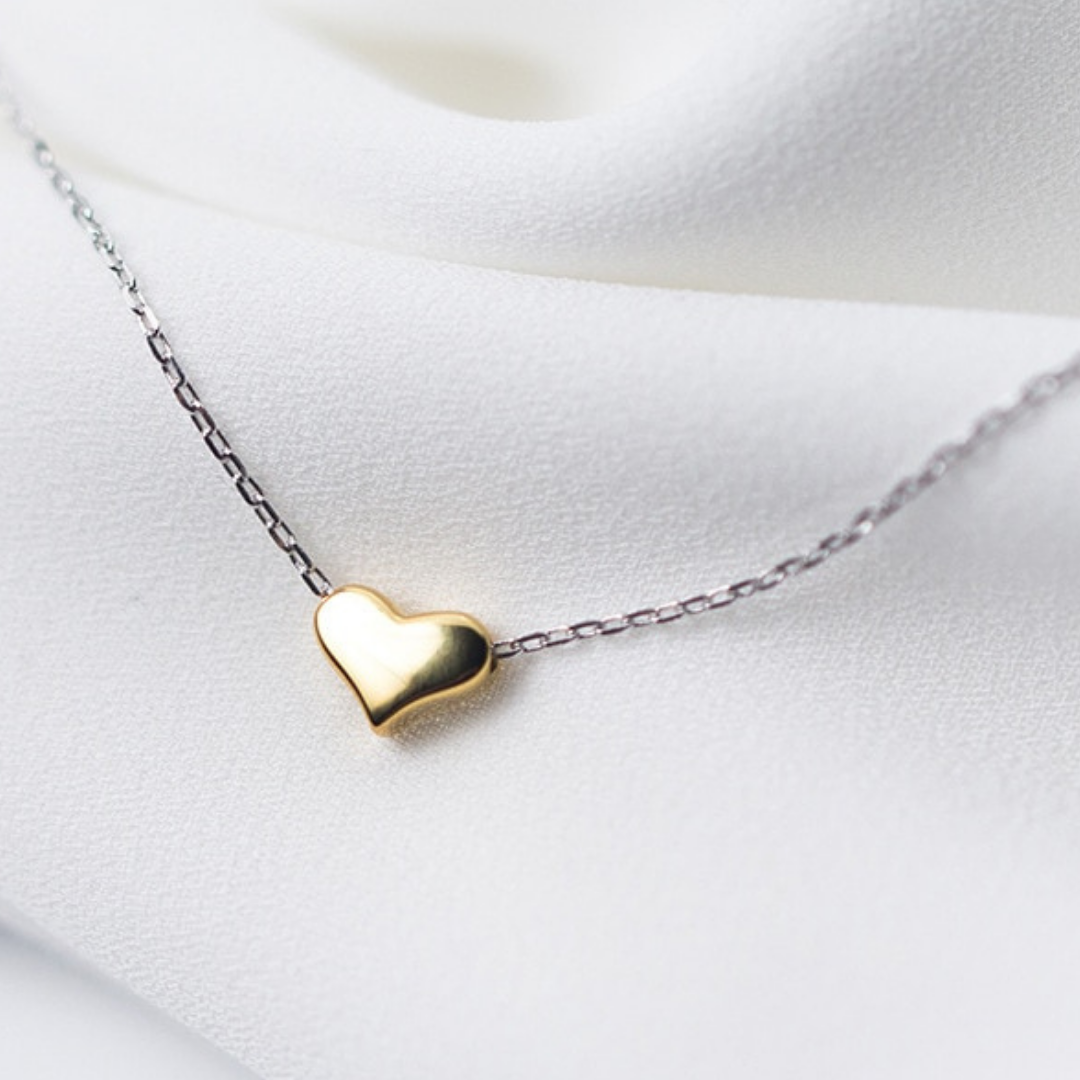 Colar Coração Dourado e Corrente em Prata Velavue